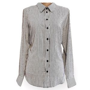 NWOT H&M Black & White Stripped Blouse Sz L